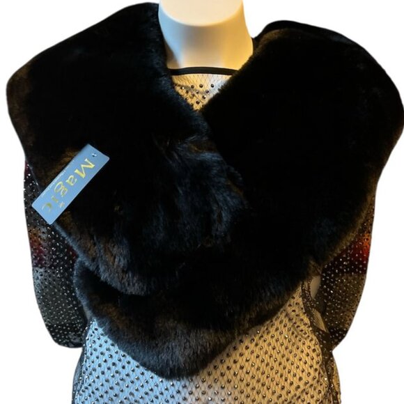 Magic Scarf Faux Rabbit Fur Stole Satin Lining NWT - Picture 1 of 6